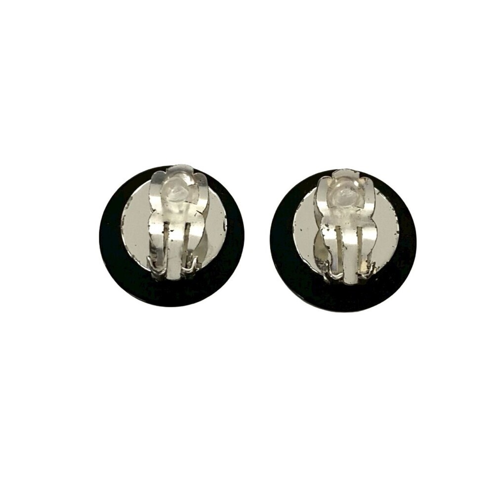 CHANEL Vintage Black Logo Earrings - Picture 5 of 6